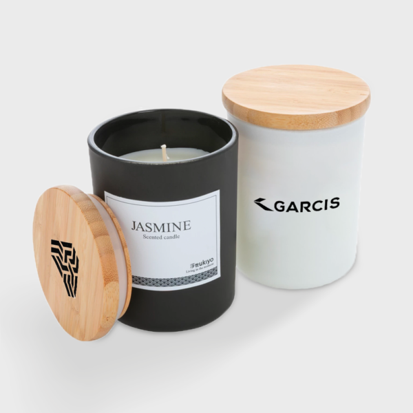 Jasmijn geurkaars met bamboe deksel