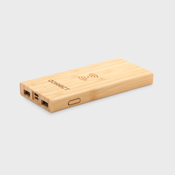 Powerbank bamboe draadloos opladen